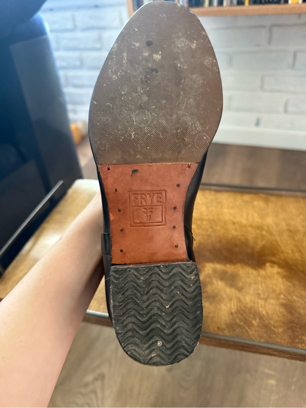 Frye Black Leather Ankle Boots with Harness Detail - Picture 7 of 10